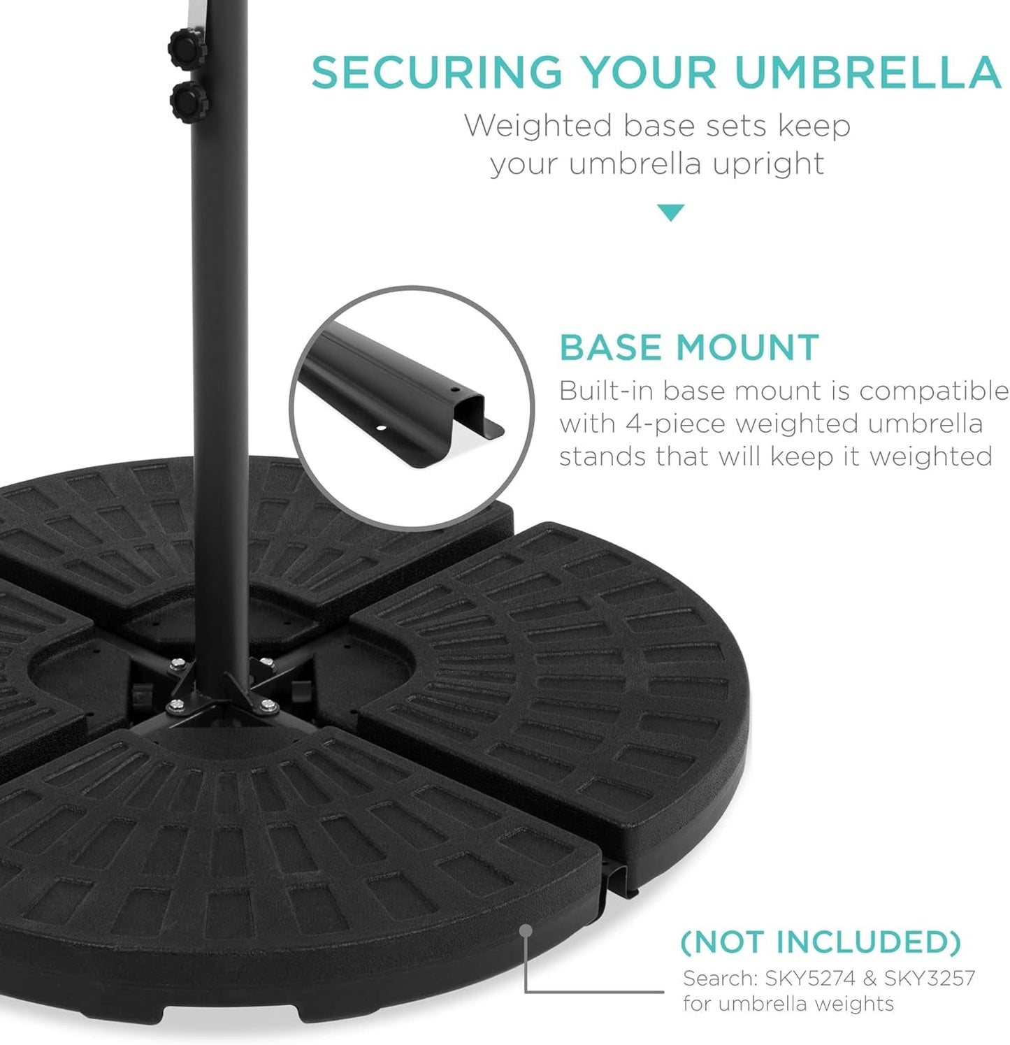 10Ft Solar LED Offset Hanging Market Patio Umbrella for Backyard, Poolside, Lawn and Garden W/Easy Tilt Adjustment, Polyester Shade, 8 Ribs - Tan-4