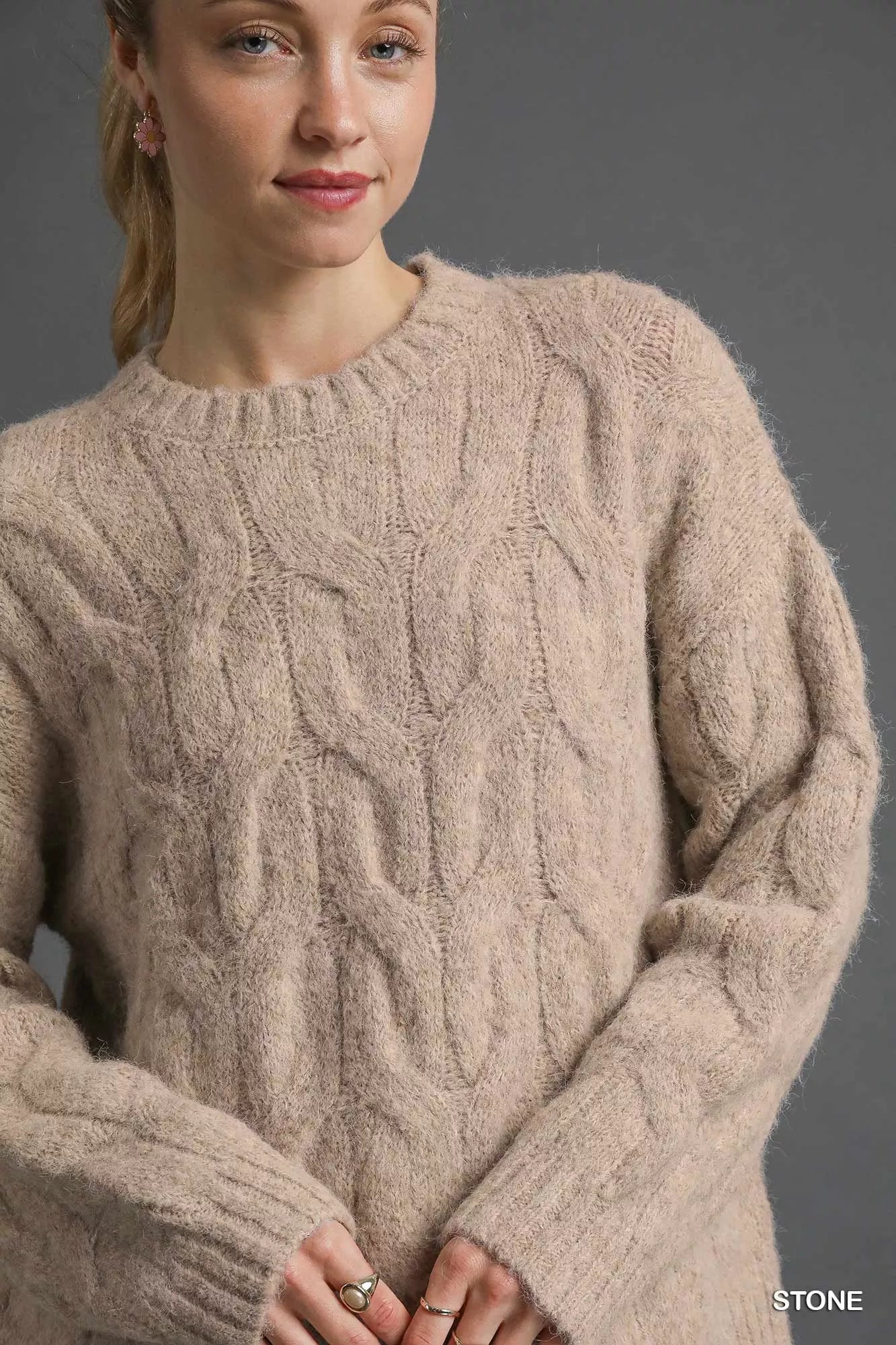 Umgee Cable Knit Cozy Sweater