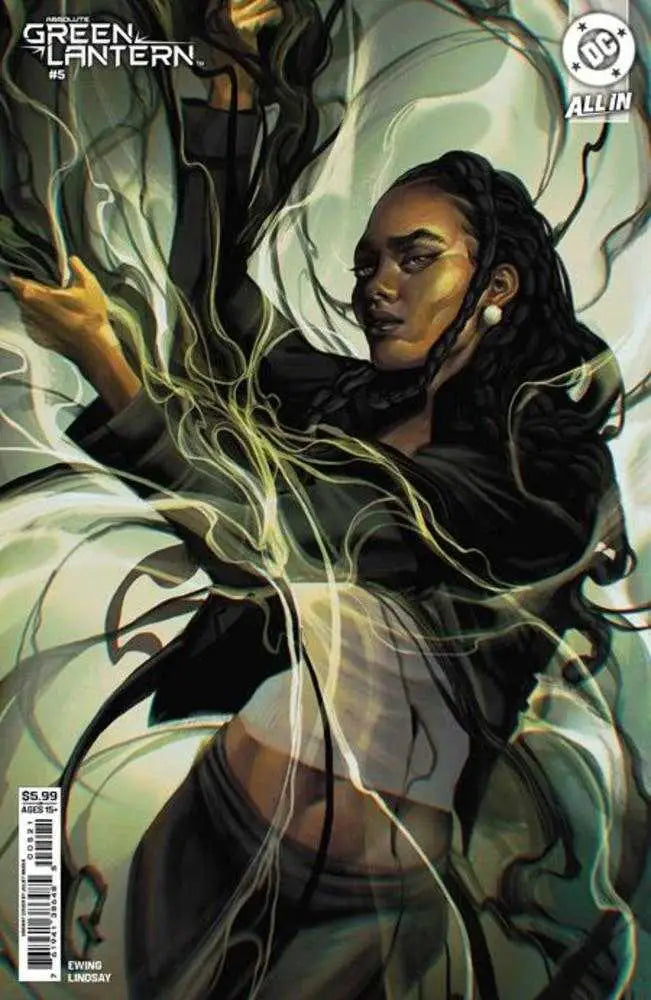 Comic book cover featuring Black woman with glowing green energy for Absolute Green Lantern Cover B Juliet