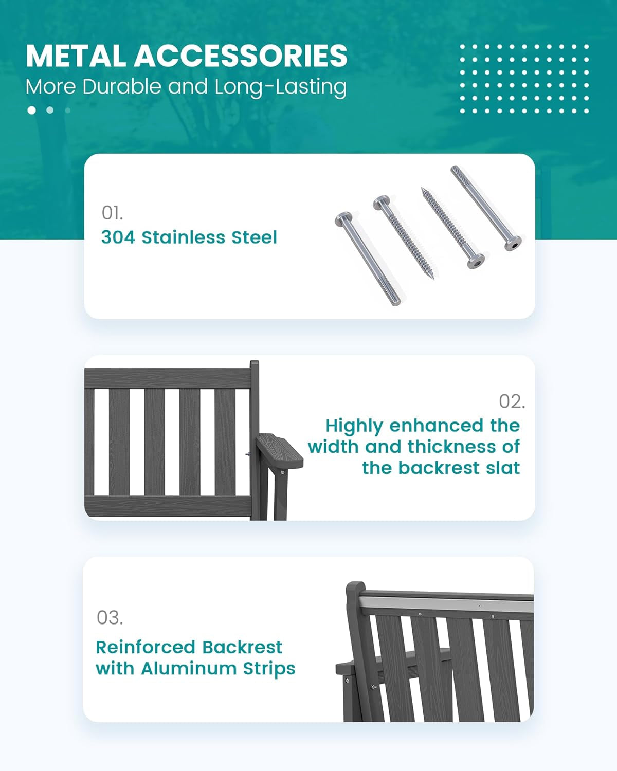 Weatherproof Two-Person Outdoor Bench With High Weight Capacity-4