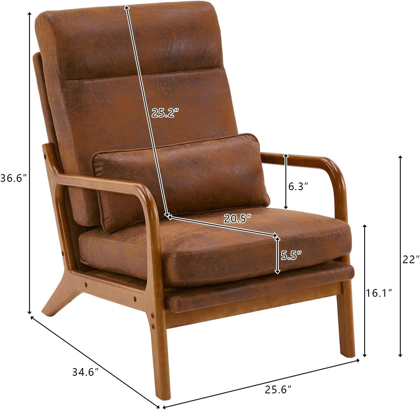 High Back Microfiber Accent Chair Mid Century Modern-1