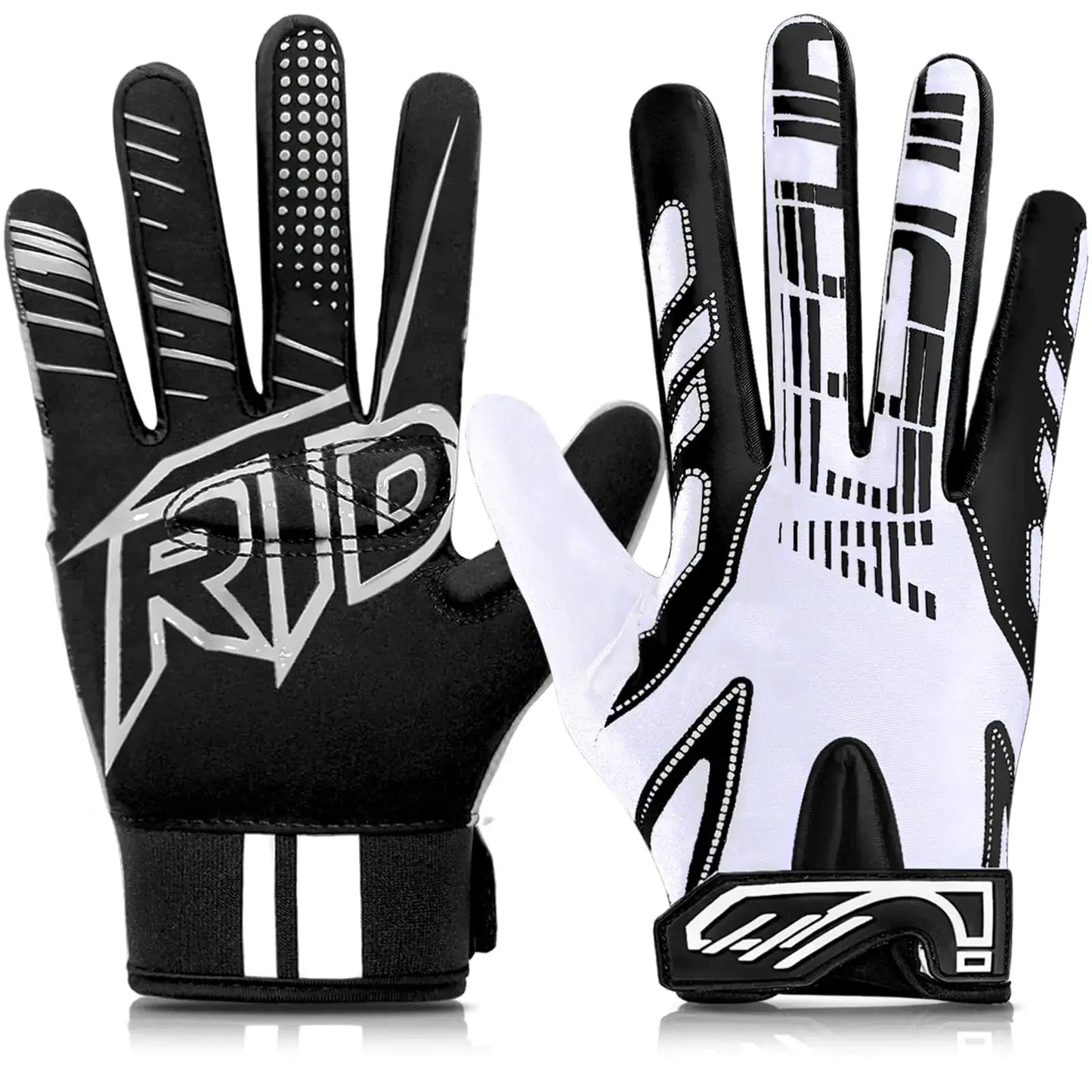 Black and white baseball batting gloves for youth and adults, comfortable softball batting gloves