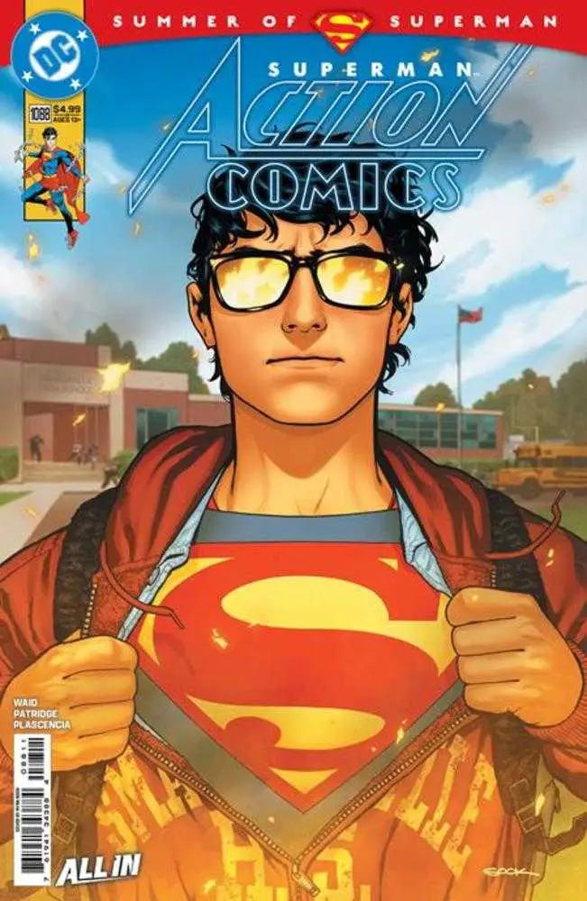 Superman comic cover featuring a young man revealing the iconic S shield from Action Comics by Ryan Sook at Smallville High