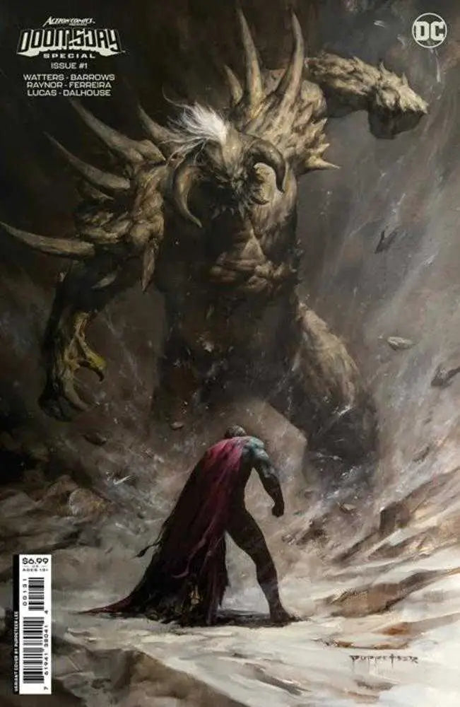 Monstrous creature confronts caped hero on Action Comics Presents Doomsday Special #1 variant