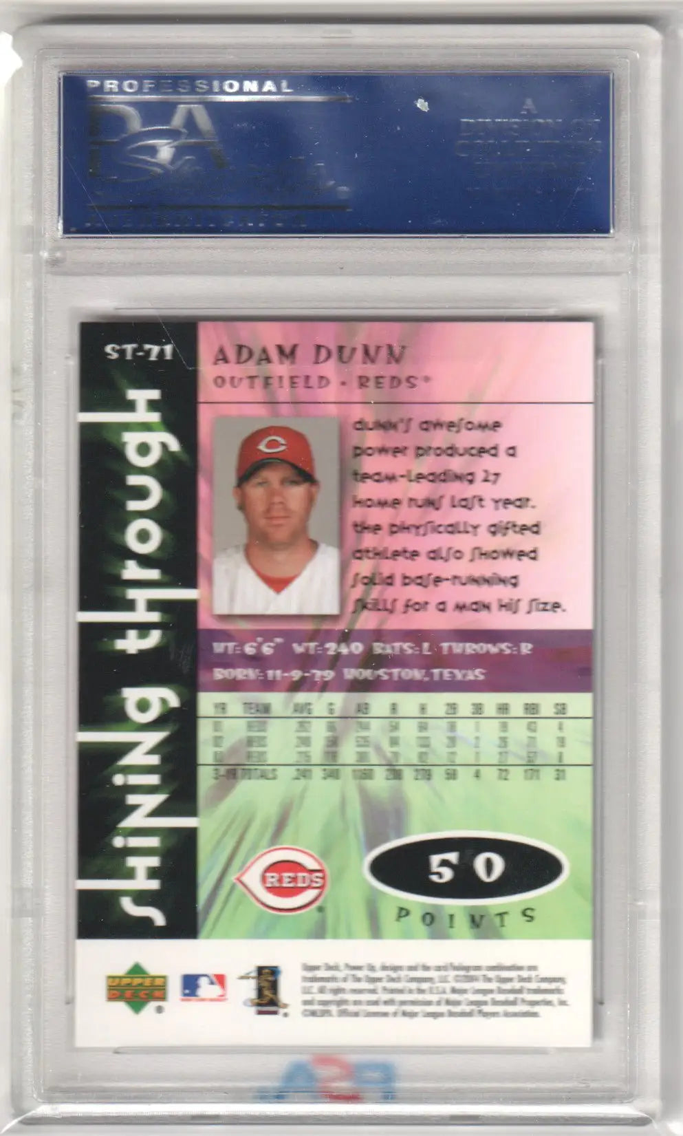 Adam Dunn baseball card from Upper Deck Power Up Columbia Hobby PSA 10 GEM MINT