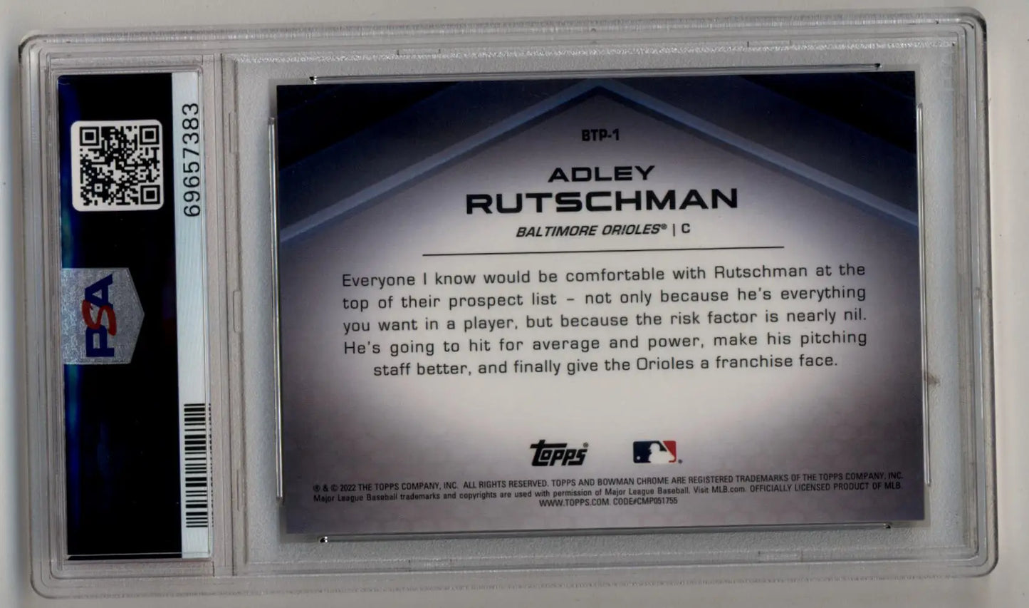 Graded Adley Rutschman Bowman Chrome Scouts Top 100 Red Refractors card PSA 10