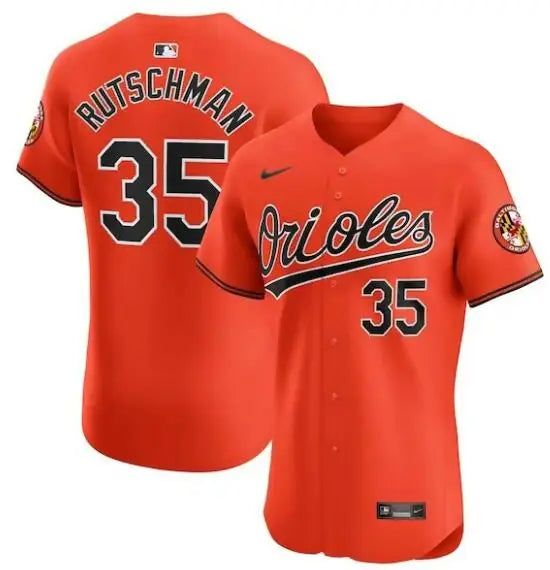 Orange baseball jersey worn by Adley Rutschman of the Baltimore Orioles Nike Alternate Elite Team