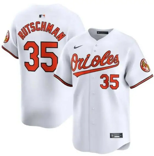 White Baltimore Orioles baseball jersey worn by Adley Rutschman Nike Home Limited Player Jersey