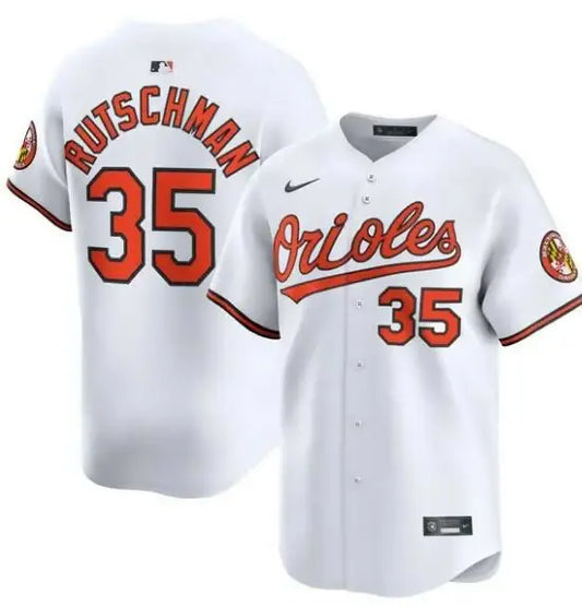 White Baltimore Orioles baseball jersey worn by Adley Rutschman Nike Home Limited Player Jersey