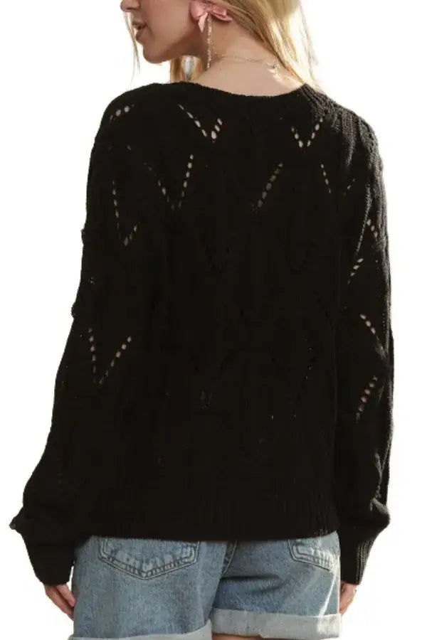 ADORA Loose Fit V Neck Knit Top