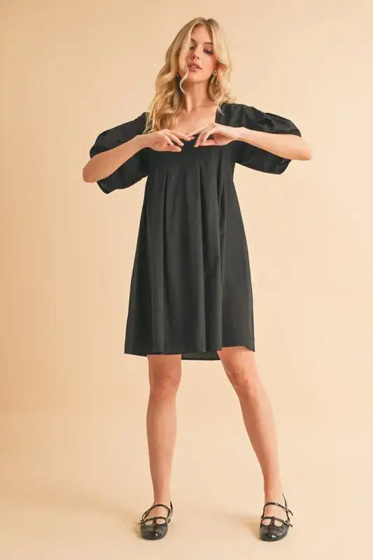 Aemi + Co Square Neck Babydoll Dress with Pockets