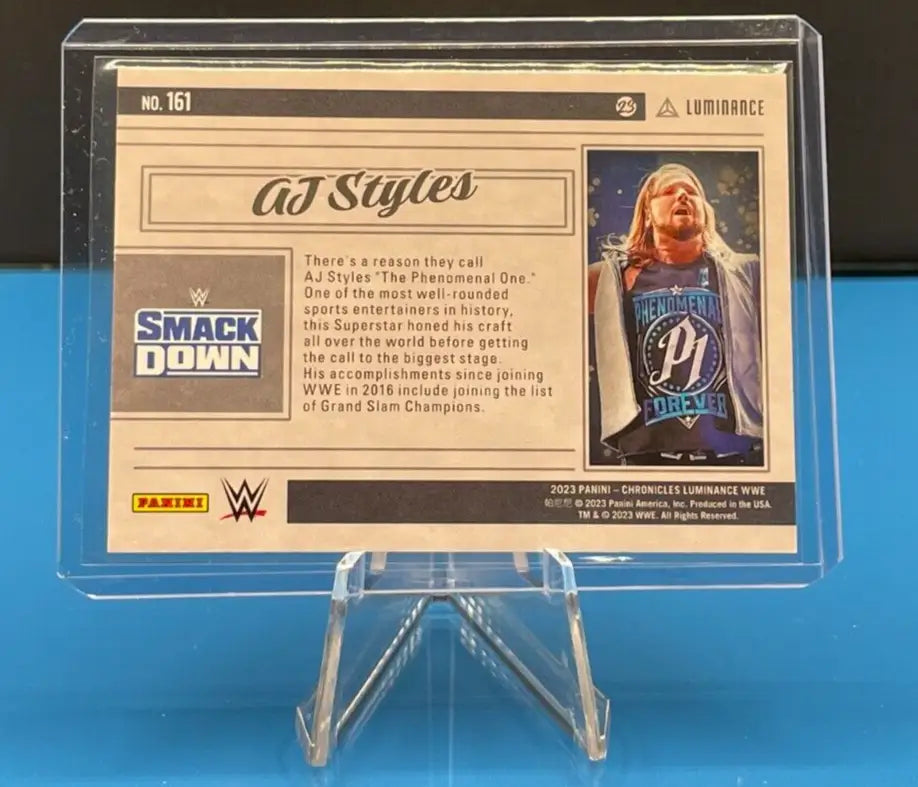AJ Styles Luminance Pink Parallel #031/349 from 2023 Panini Chronicles WWE card