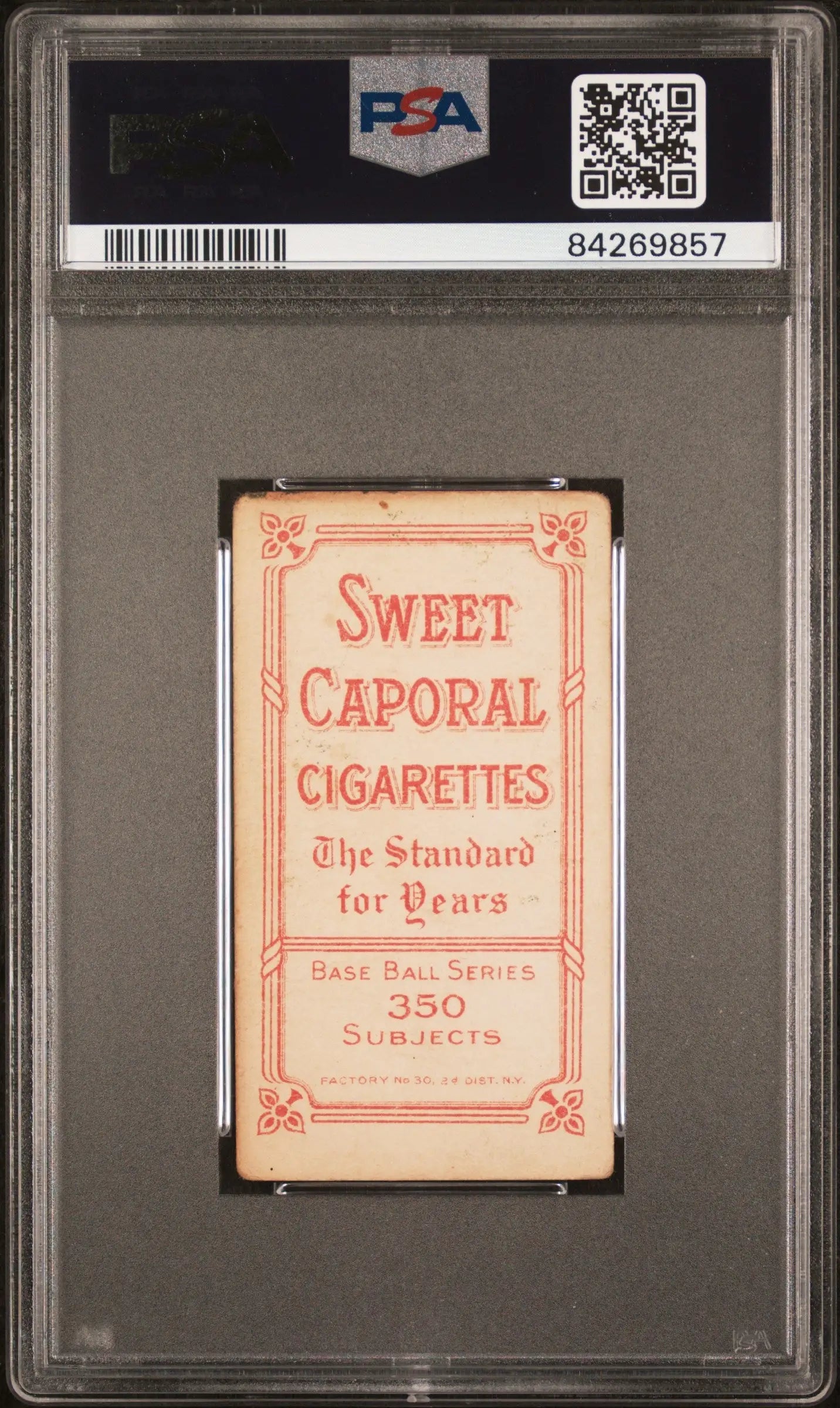 PSA-graded T206 Sweet Caporal Cigarettes trading card in protective holder for collectors