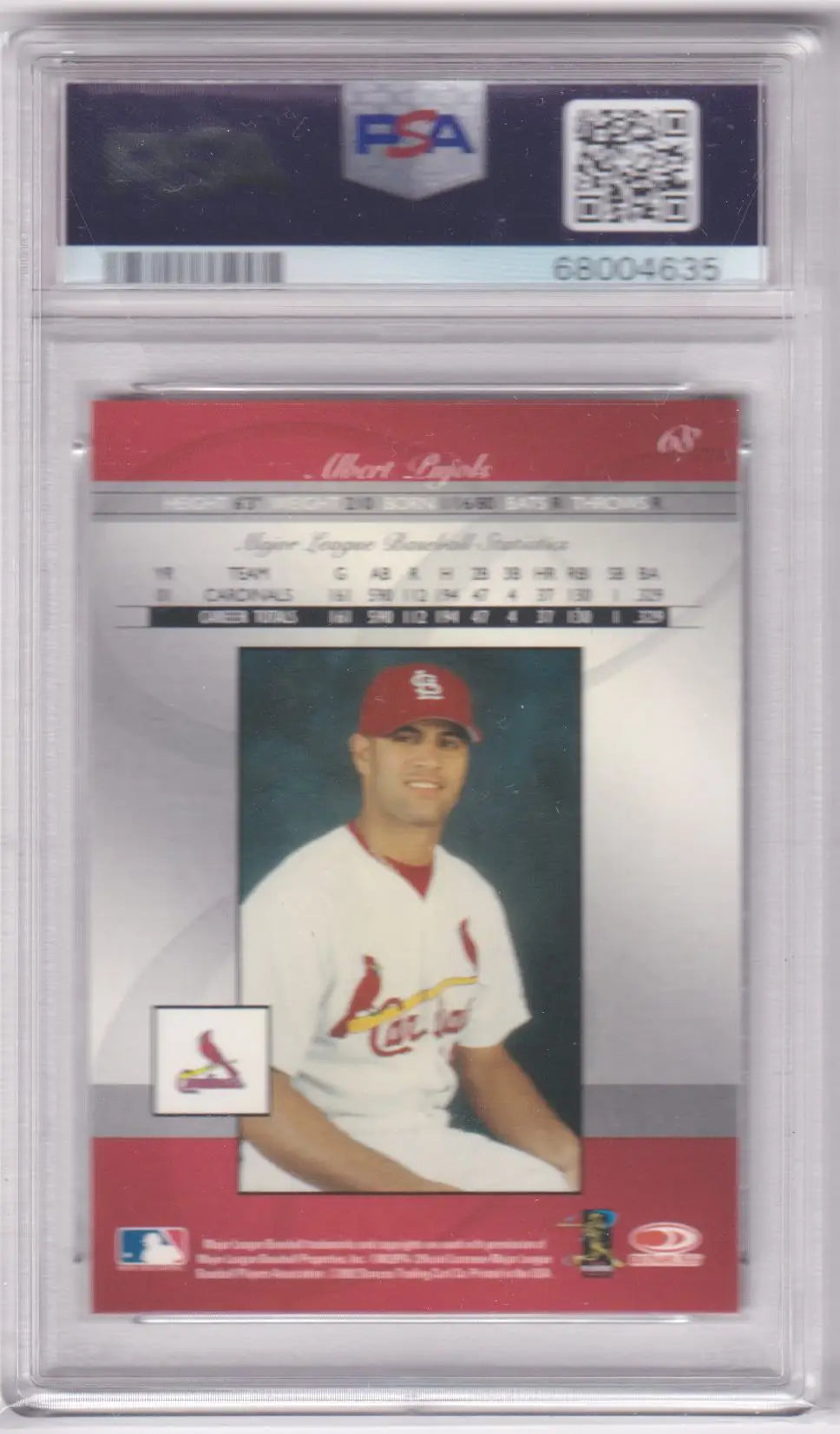 Graded Albert Pujols baseball card from Donruss Elite series at Columbia Hobby