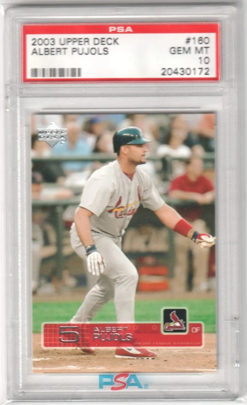 2003 Upper Deck Albert Pujols PSA 10 Gem Mint single card - St. Louis Cardinals, Columbia Hobby