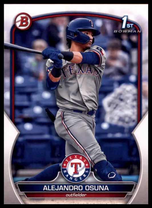 Baseball card of Alejandro Osuna from 2023 Bowman Prospects Texas Rangers collection