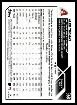 Alek Thomas 2023 Topps baseball trading card featuring Arizona Diamondbacks player
