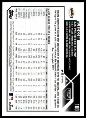 Alex Cobb 2023 Topps baseball card featuring San Francisco Giants player Alex Cobb