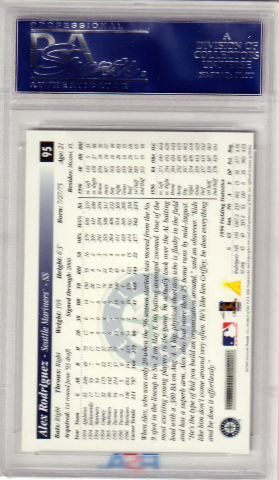 Alex Rodriguez baseball card from Score Alex Rodriguez 1997 Score #95 PSA 10 GEM MINT at Columbia Hobby