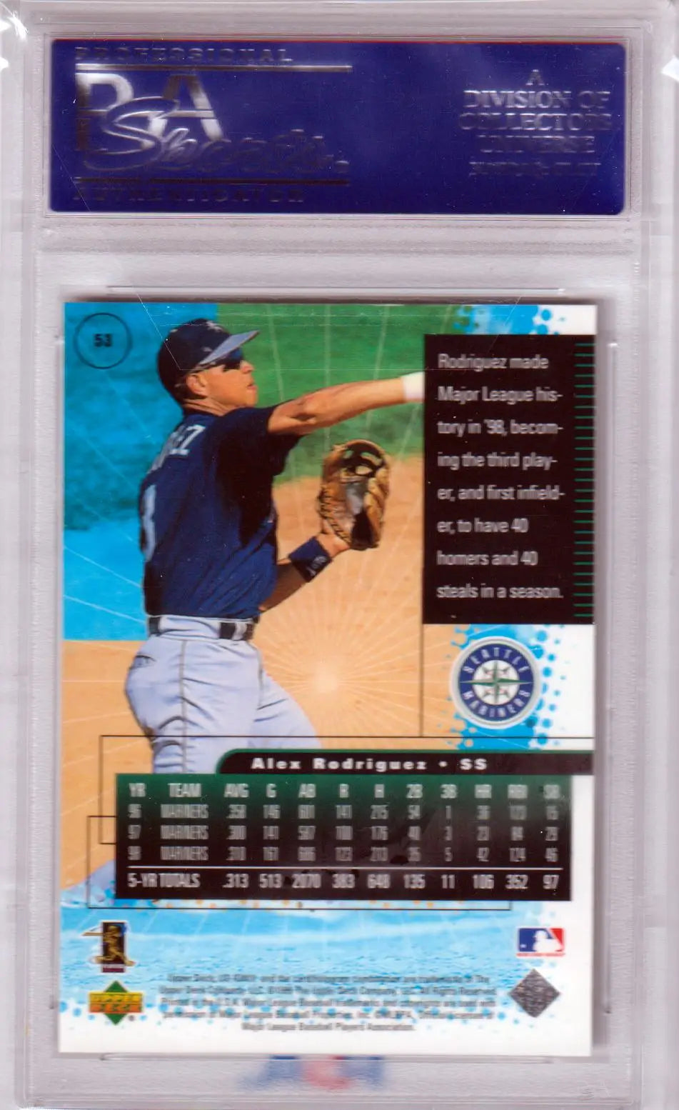 Alex Rodriguez baseball card from Upper Deck Ionix 1999 Mariners collection at Columbia Hobby