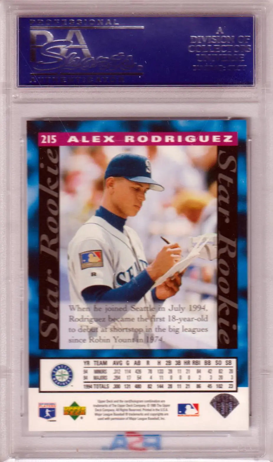 Alex Rodriguez rookie card from Upper Deck Star series at Columbia Hobbies