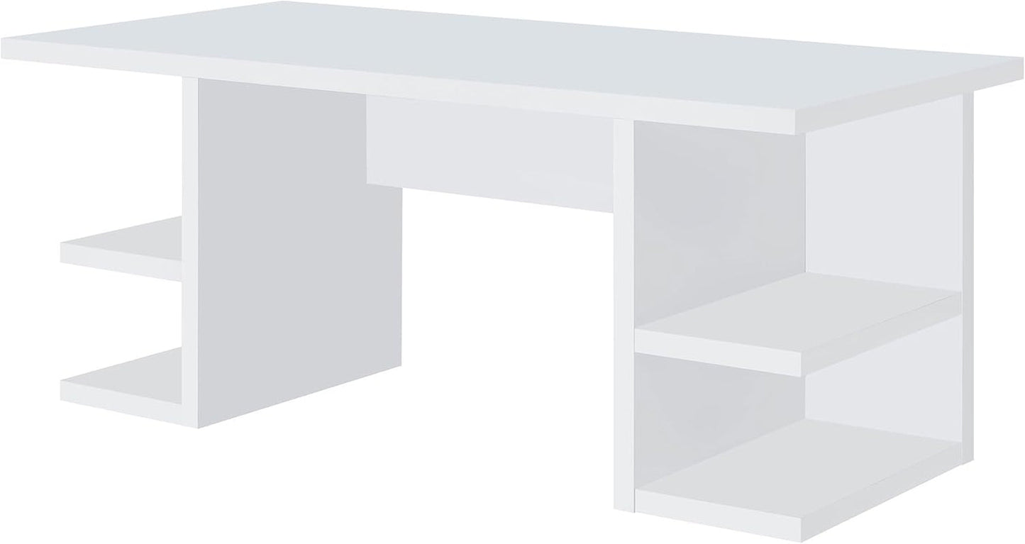 Alice 71" Modern Home Office Desk with Storage, 4-Shelf Contemporary Engineered Wood Computer Desk, White-4