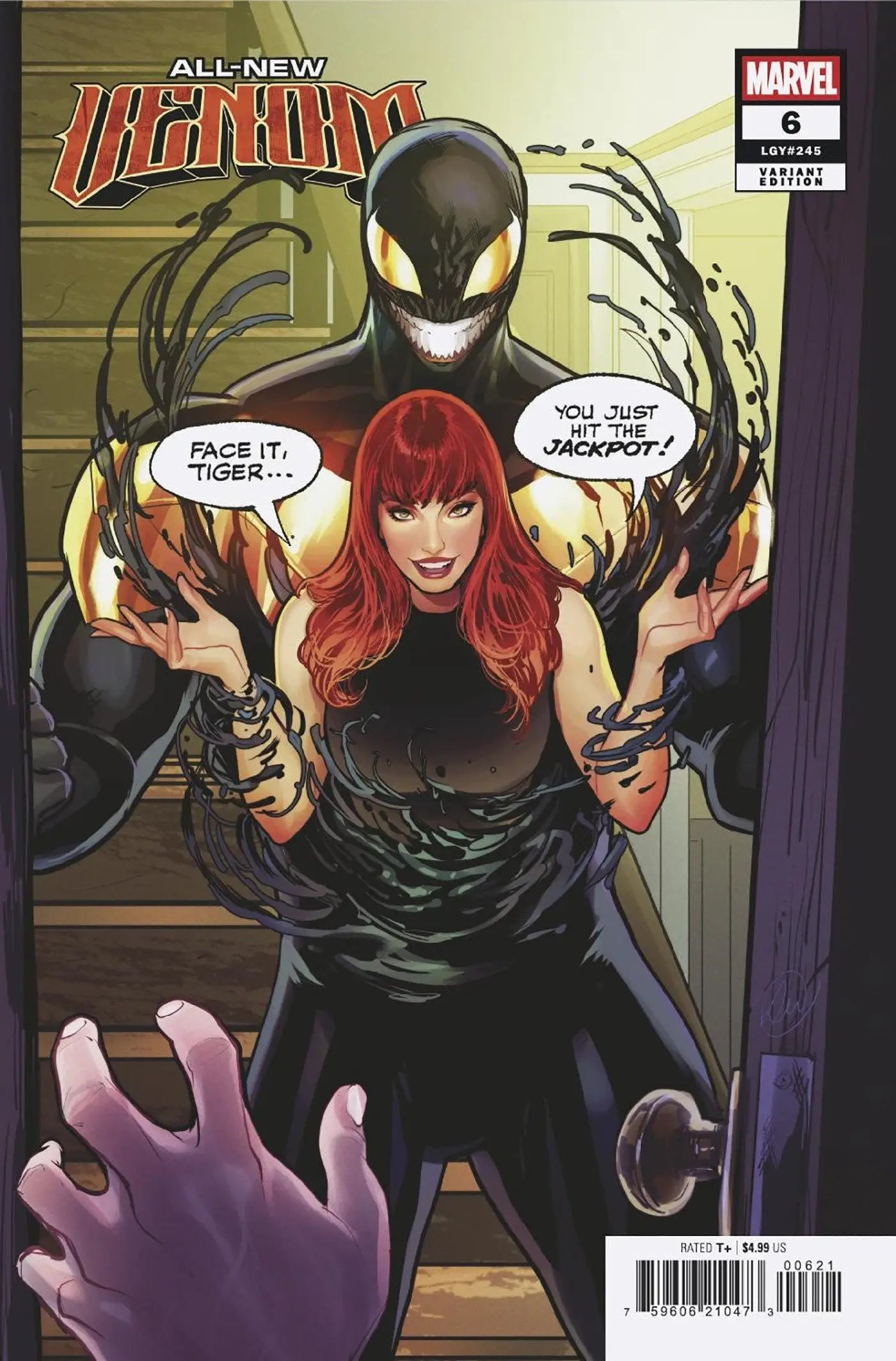 Comic book cover featuring Venom and Mary Jane Watson from All-New Venom #6 Lucas Werneck Spoiler Variant