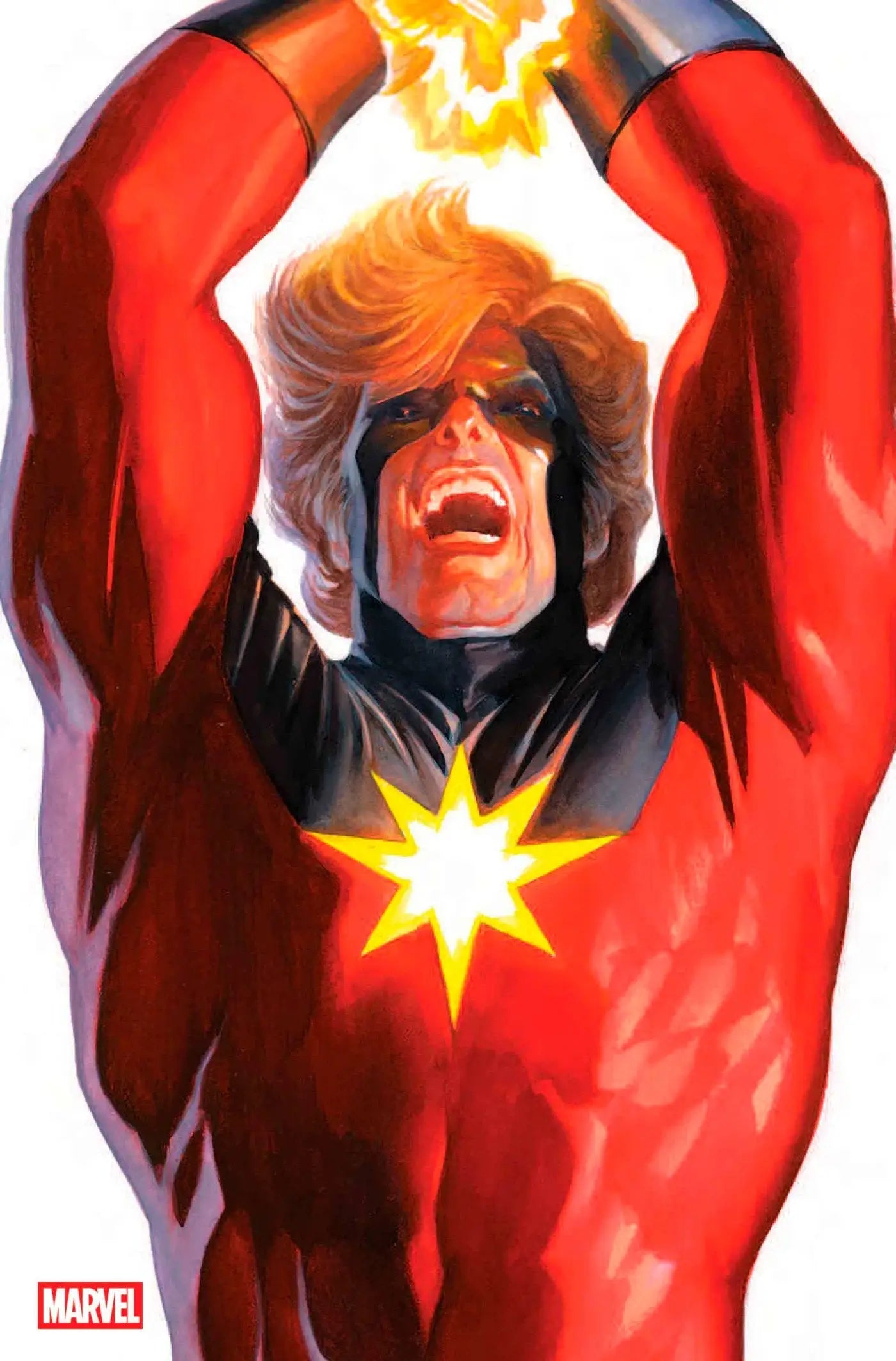 Captain Marvel powering up from Amazing Spider-Man #4 Alex Ross Timeless Full Art Variant