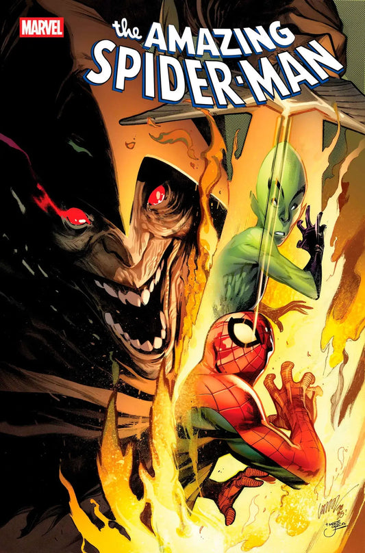 Comic book cover of Amazing Spider-Man #4 featuring Pepe Larraz Impossible Man Pop-Up Variant