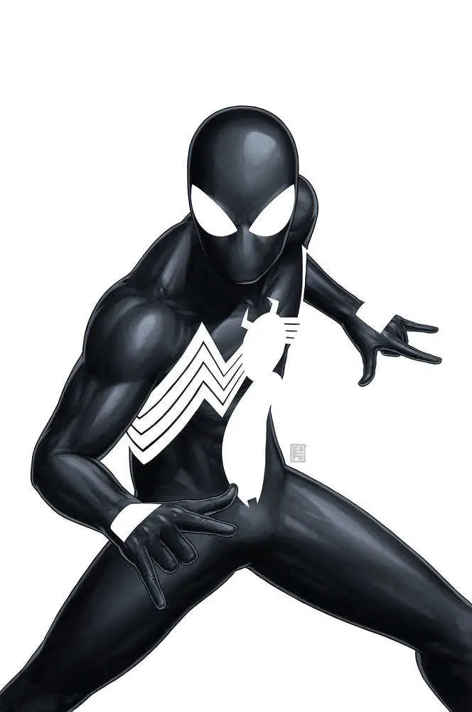 Black-suited Spider-Man in action for Amazing Spider-Man #50 trading cards variant