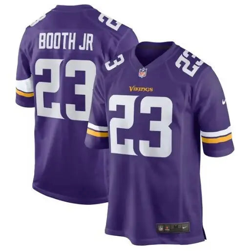 Purple Minnesota Vikings Nike Player Game Jersey with BOOTH JR 23 on the back