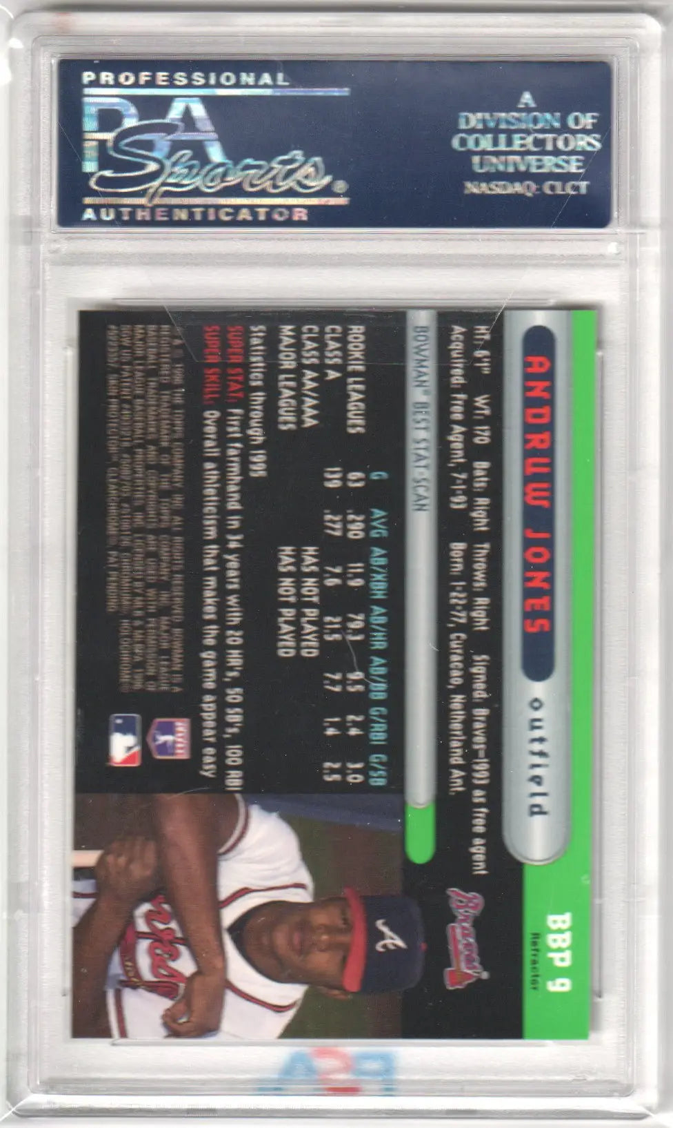 Graded Andruw Jones 1996 Bowmans Best Preview BBP9 Refractor PSA 10 GEM MINT
