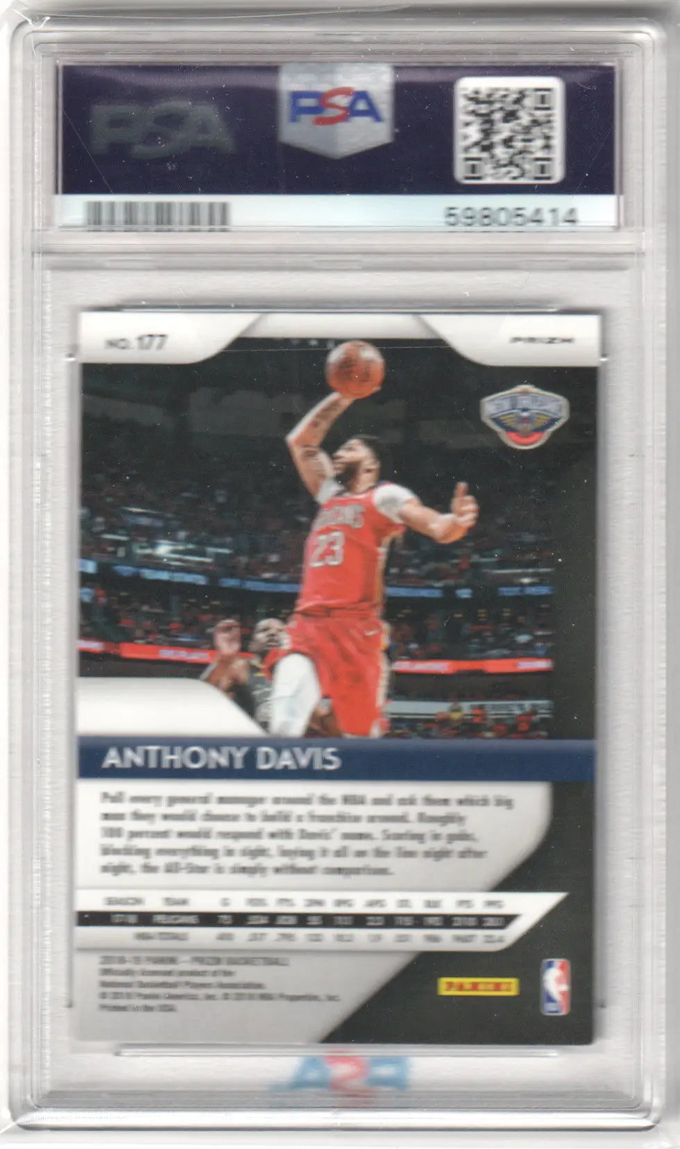 Graded Anthony Davis basketball card with red white blue design by Columbia Hobby