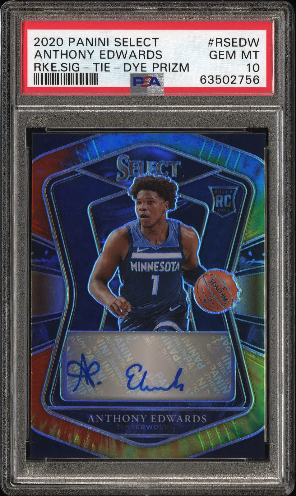 Anthony Edwards Panini Select Prizm Auto autographed basketball card PSA 10 Gem Mint