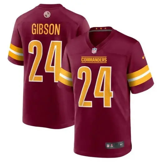 Maroon and gold Washington Commanders Antonio Gibson jersey with number 24 for game day