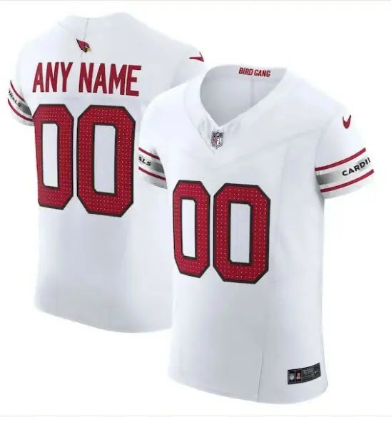 White Arizona Cardinals Nike Vapor F.U.S.E. Elite Custom Jersey with red numbers and customizable name