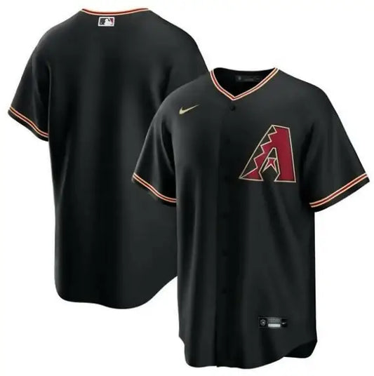 Black Arizona Diamondbacks Nike Alternate Replica Team Jersey displayed in the product image