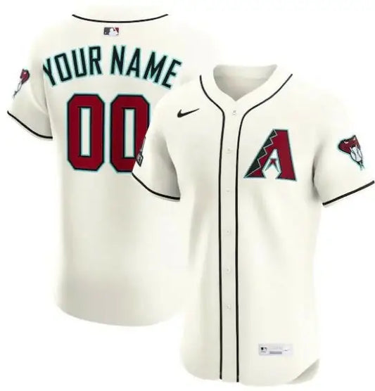 Cream-colored Arizona Diamondbacks Nike Home Elite Sponsor Patch Custom Baseball Jersey