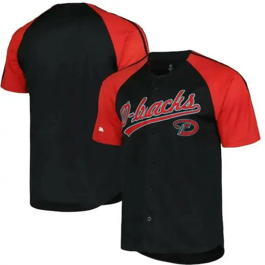 Black and red Arizona Diamondbacks Stitches Team Raglan Jersey front view