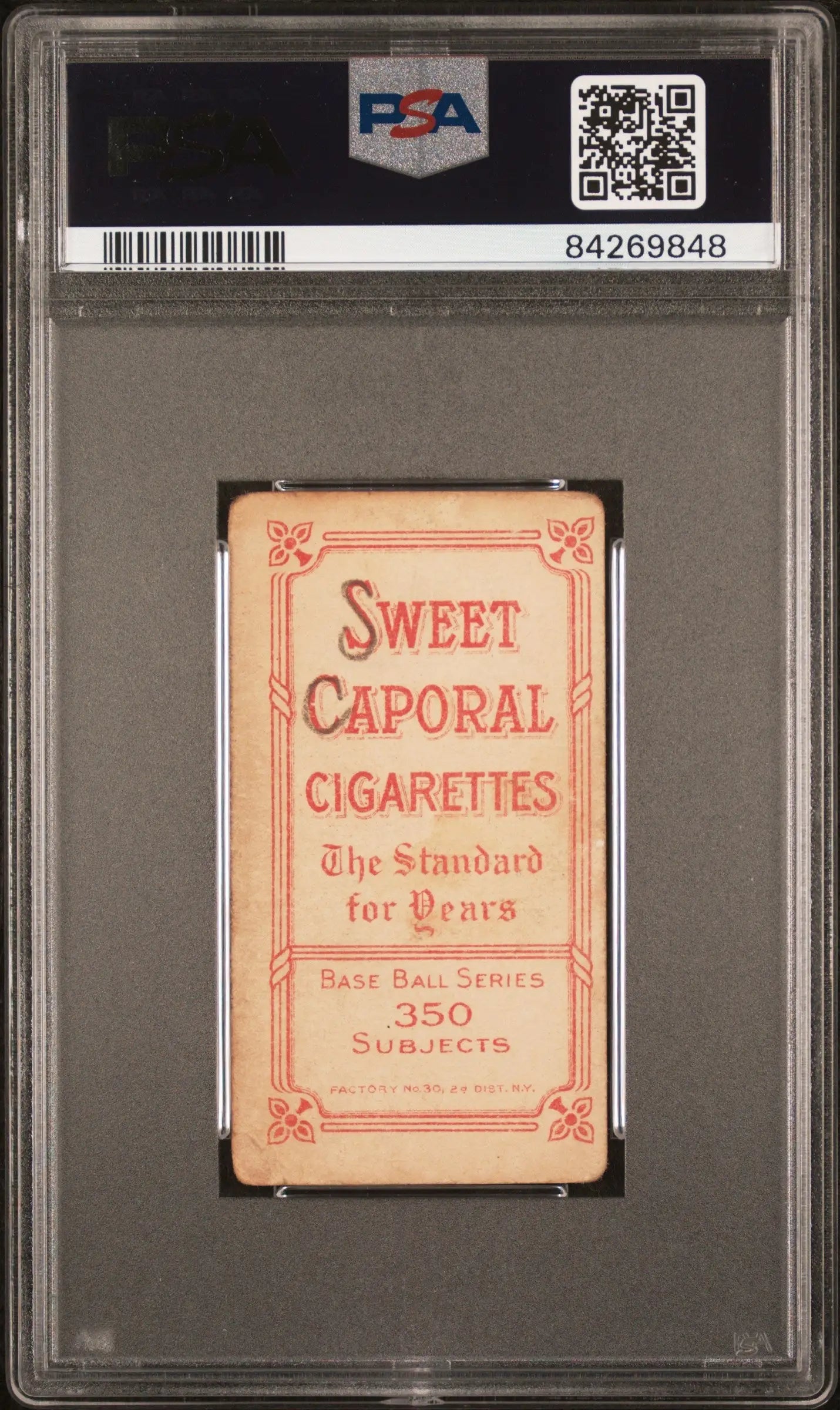 PSA-graded Art Kruger Krueger 1909-11 T206 Sweet Caporal Cigarettes card in holder