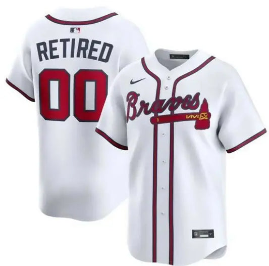White Atlanta Braves Nike Home Limited Pick-A-Player Retired Roster Jersey shown
