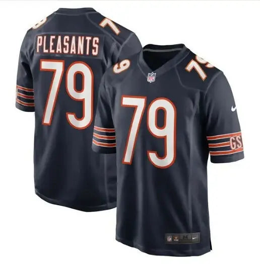 Navy blue Chicago Bears Nike Game Jersey displayed in the Austen Pleasants product image