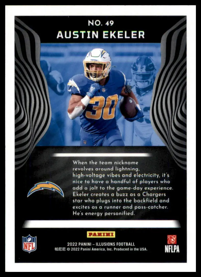 Austin Ekeler football card from Panini Illusions 2022 Los Angeles Chargers collection