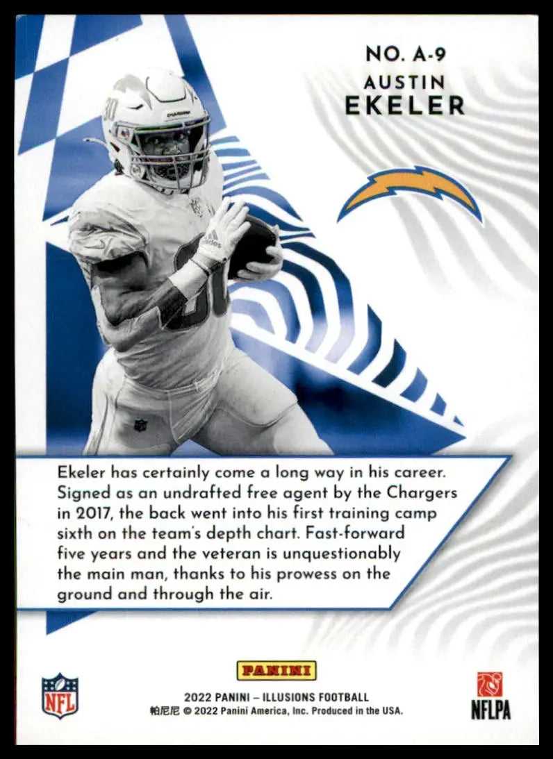 Austin Ekeler football card from Panini Illusions 2022 Los Angeles Chargers collection
