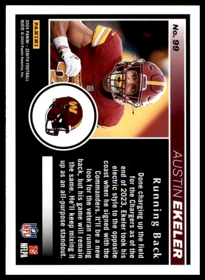 Football trading card of Austin Ekeler from Panini Zenith 2024 series