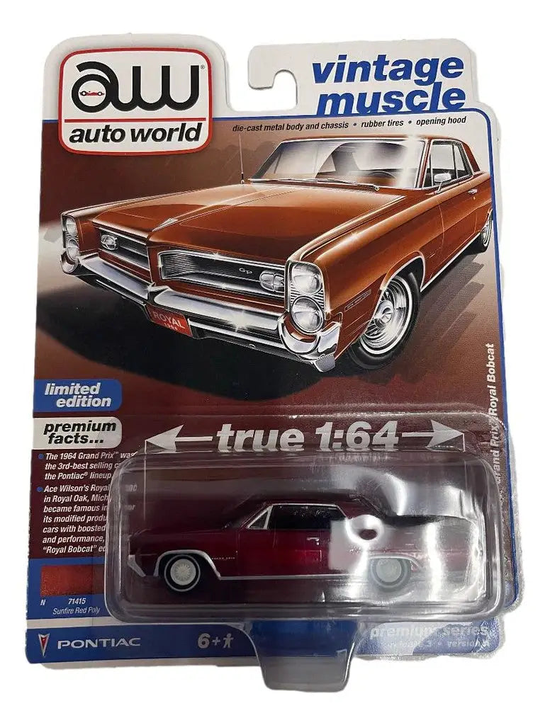 Die-cast model of a vintage Pontiac Grand Prix in packaging from Premium Series