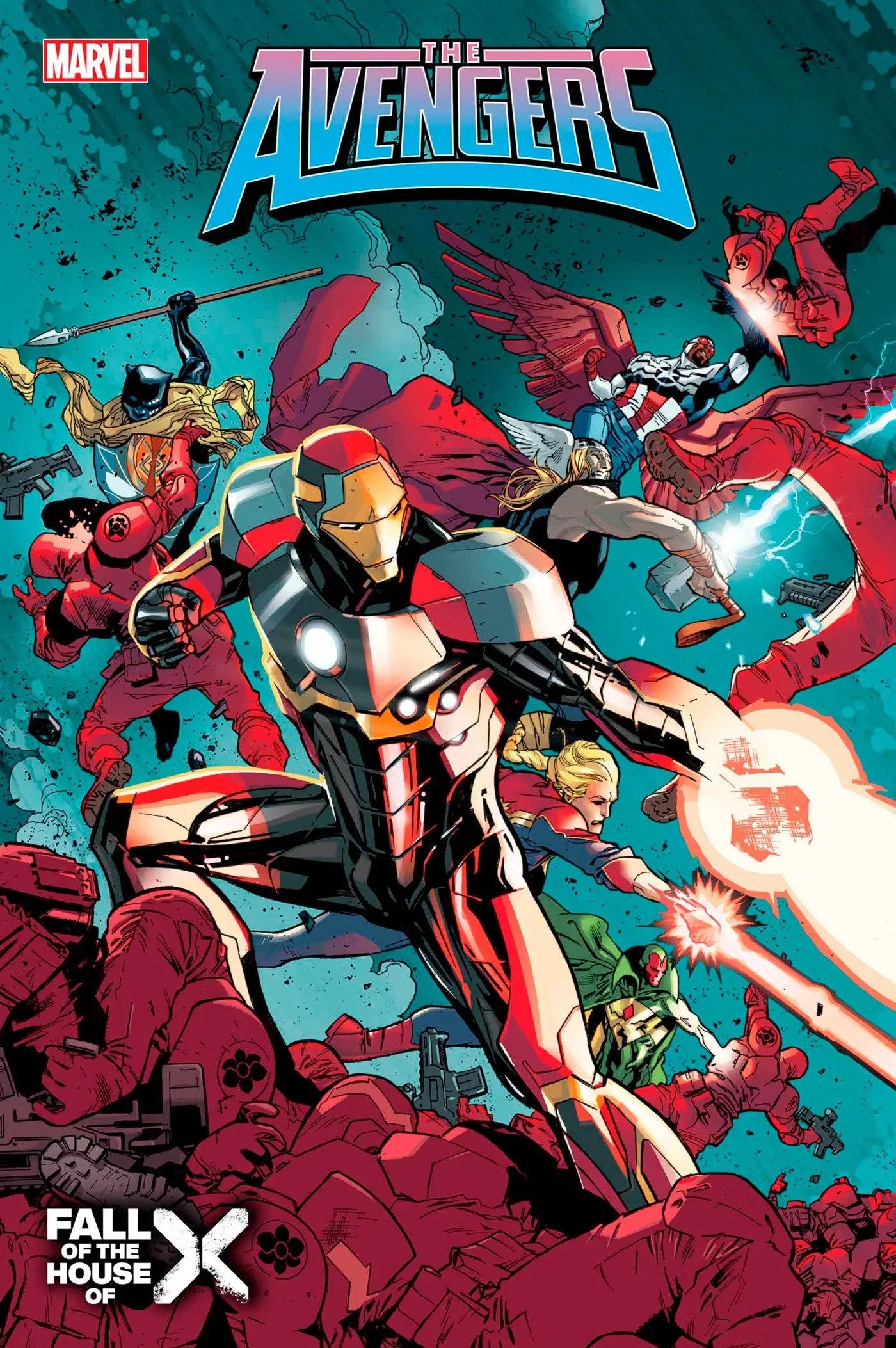 Comic book cover for Avengers #12 showcasing Marvel superheroes in action, ideal for trading cards