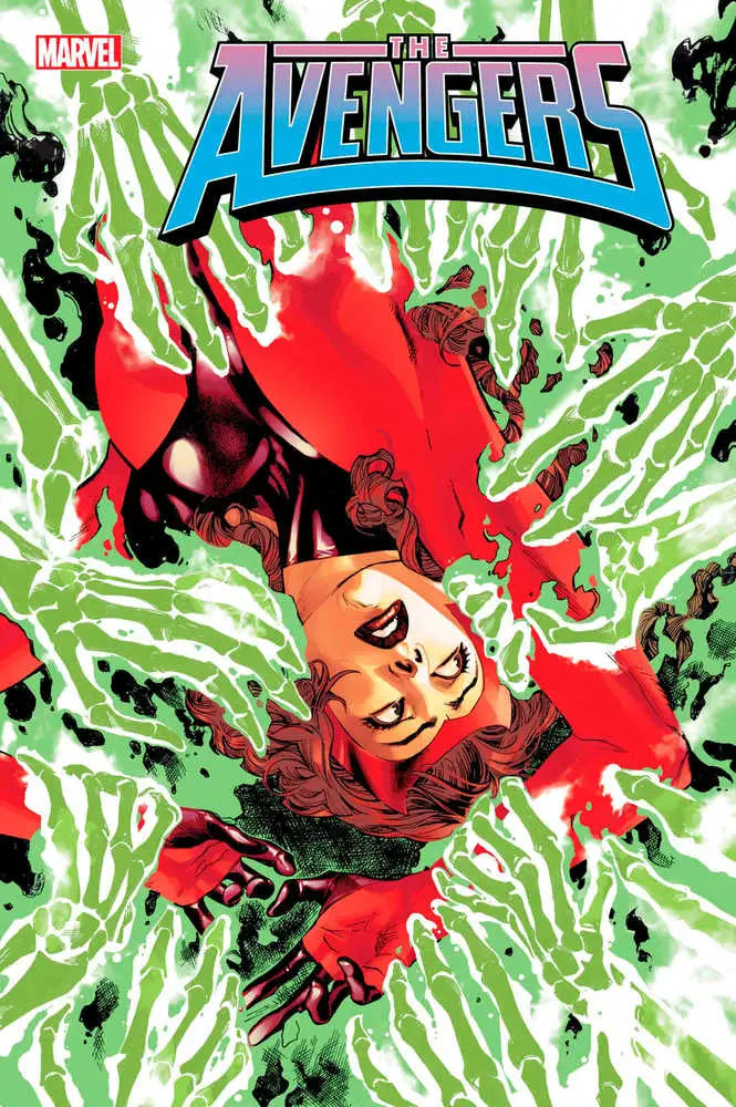 Marvel Avengers #5 comic book cover with green energy in the battle zone