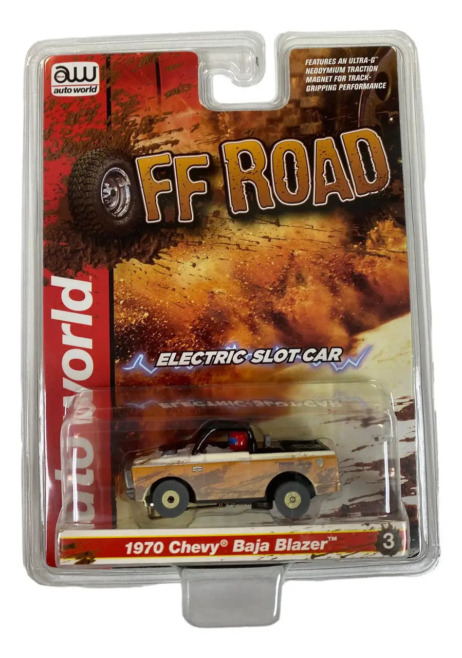 Packaged toy model of a 1970 Chevy Baja Blazer in Baja Blazer Peach color