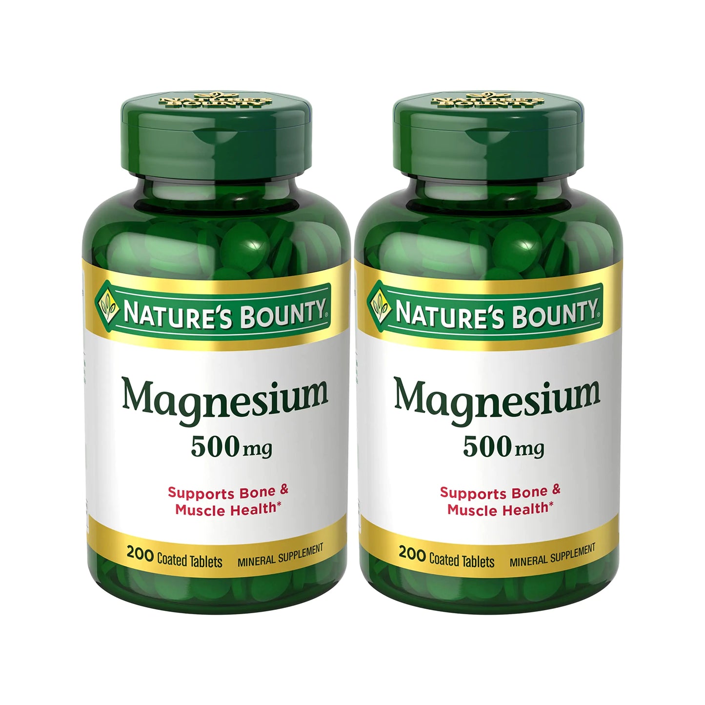 Natures Bounty Magnesium 500mg Tablets Supports Bone & Muscle Health Twin Pack 400 Tablets